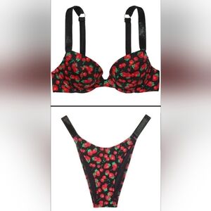 32B/XS/S VS Swim Shine Strap Sexy Tee Bikini Top Brazilian Bikini Set Strawberry